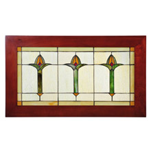 Meyda 97961 Arts & Crafts Bud Trio Wood Frame Stained Glass Window