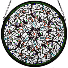 Meyda 98951 Tiffany Dragonfly Swirl Medallion Stained Glass Window
