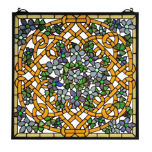 Meyda 99027 Tiffany Shamrock Garden Stained Glass Window