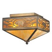 Rustic Lone Grizzly Bear Flush Mount Ceiling Fixture - Meyda 109215