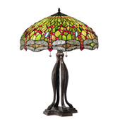 Tiffany Hanginghead Dragonfly 30" High Table Lamp - Meyda 109607
