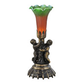 Victorian Pond Lily Cherub Amber/Green Accent Lamp - Meyda 11009
