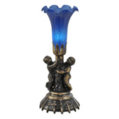 Victorian Pond Lily Cherub Blue Accent Lamp - Meyda 11038