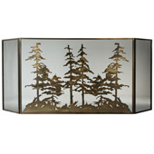 Rustic Tall Pines Folding Fireplace Screen - Meyda 113067