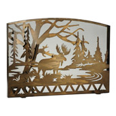 Rustic Moose Creek Arched Fireplace Screen - Meyda 113069