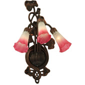 Victorian Pond Lily Three Light Pink/White Wall Sconce - Meyda 11318