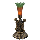 Victorian Pond Lily Cherub Amber/Green Accent Lamp - Meyda 11428