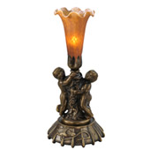 Victorian Pond Lily Cherub Amber Accent Lamp - Meyda 11476
