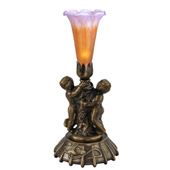 Victorian Pond Lily Cherub Amber/Purple Accent Lamp - Meyda 11500