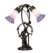 Victorian Trellis Girl Lily Pink And Blue Accent Lamp - Meyda 11943