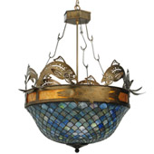 Rustic Catch Of The Day Fishscale Inverted Pendant - Meyda 124101