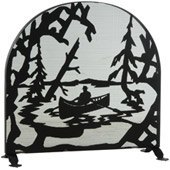 Rustic Canoe At Lake Arched Fireplace Screen - Meyda 124963