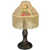 Victorian Fabric & Fringe Roses Mini Lamp - Meyda 131721