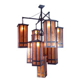 Craftsman/Mission Church Street Nine Light Chandelier - Meyda Tiffany 13793