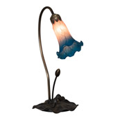 Victorian Pond Lily 16" High Pink/Blue Accent Lamp - Meyda 13801
