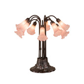 Victorian Pond Lily 24"H Pink 10 Light Table Lamp - Meyda 14363