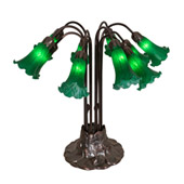 Victorian Pond Lily 22"H Green 10 Light Table Lamp - Meyda 14382