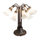 Victorian Pond Lily 22"H White 10 Light Table Lamp - Meyda 14391