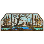 Rustic Moose At Lake Stained Glass Window - Meyda 147850