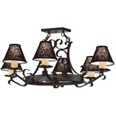 Traditional Handforged Oval Chandelier With Downlights - Meyda 151539