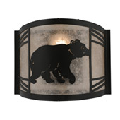 Rustic Happy Bear On The Loose 12"W Right Wall Sconce - Meyda 157295