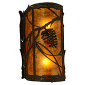 Rustic Whispering Pines 8" Wide Left Wall Sconce - Meyda 157371