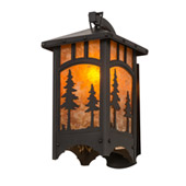 Rustic Tall Pines 8"W Curved Arm Hanging Wall Sconce - Meyda 162571