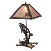 Rustic Leaping Trout 21.5"H Table Lamp - Meyda 164182