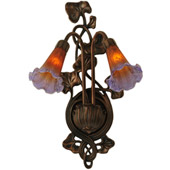 Victorian Pond Lily Amber/Purple Wall Sconce - Meyda 16637