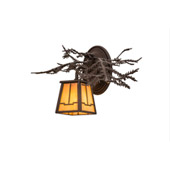 Rustic Valley View Pine Branch 16"W Right Wall Sconce - Meyda 170878