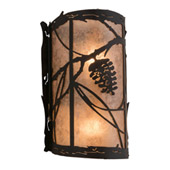 Rustic Whispering Pines 8" Wide Left Wall Sconce - Meyda 177971