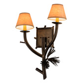 Rustic Lone Pine 16.5" Wide 2 Light Right Wall Sconce - Meyda 180106