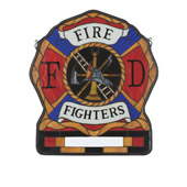 Tiffany Personalized Fireman's Shield Stained Glass Window - Meyda 19000