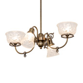 Traditional Revival 27" Long Gas & Electric 4 Light Oblong Chandelier - Meyda 202105
