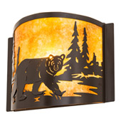 Rustic Bear At Lake 12" Wide Right Wall Sconce - Meyda 204479