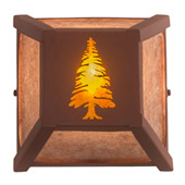 Rustic Tall Pine 7" Square Wall Sconce - Meyda 213699
