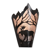Rustic Moose At Dawn 8" Wide Left Wall Sconce - Meyda 217008