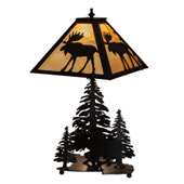 Rustic Moose On The Loose 21" High Table Lamp - Meyda 219733