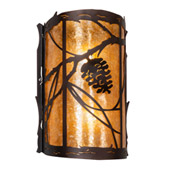Rustic Whispering Pines 10" Wide Left Wall Sconce - Meyda 220298