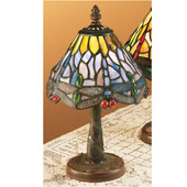 Tiffany Hanginghead Dragonfly W/ Twisted Fly Mosaic Base Mini Lamp - Meyda 26616