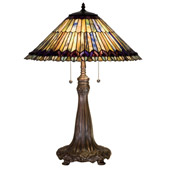 Tiffany Jeweled Peacock Table Lamp - Meyda 27562