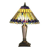 Tiffany Jeweled Peacock Accent Lamp - Meyda 27564
