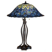 Tiffany Peacock Feather Table Lamp - Meyda 28504