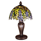 Tiffany Honey Locust 13"H Mini Lamp - Meyda 30590