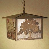 Rustic Oak Tree Lantern Pendant - Meyda 32247