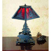 Rustic Pine Tree and Moose Table Lamp - Meyda Tiffany 32477