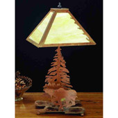Rustic Pine Tree and Moose Table Lamp - Meyda Tiffany 32521