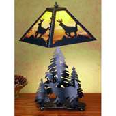 Rustic Pine Tree and Deer Table Lamp - Meyda Tiffany 32549