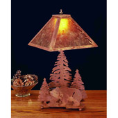 Rustic Grizzly Bear Through The Trees Table Lamp - Meyda 32554