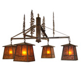 Rustic Tall Pines Valley View Four Light Chandelier - Meyda 32698